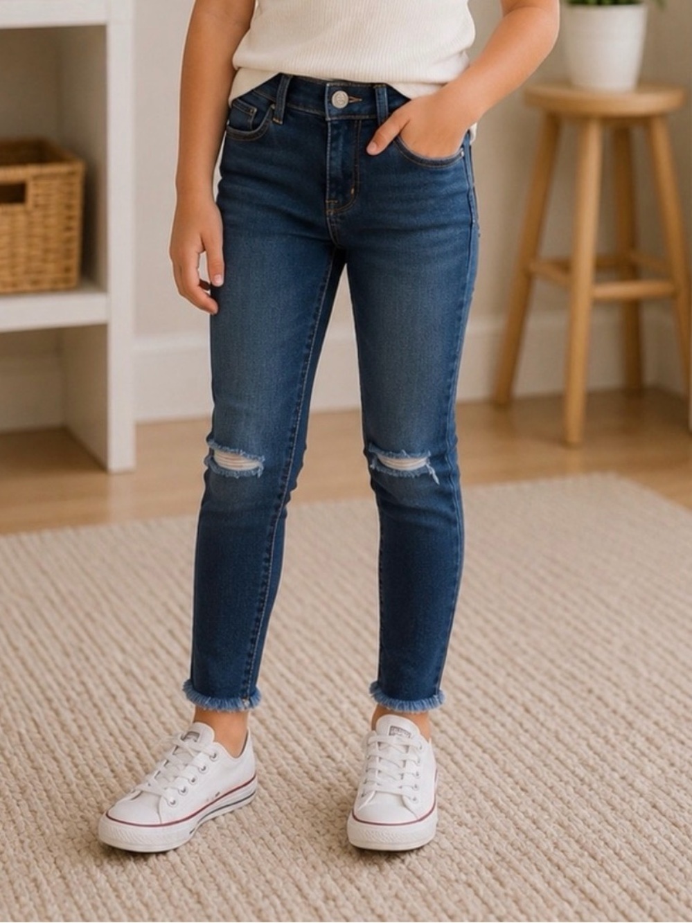 Old Navy Dark Wash Ripped Skinny Jeans